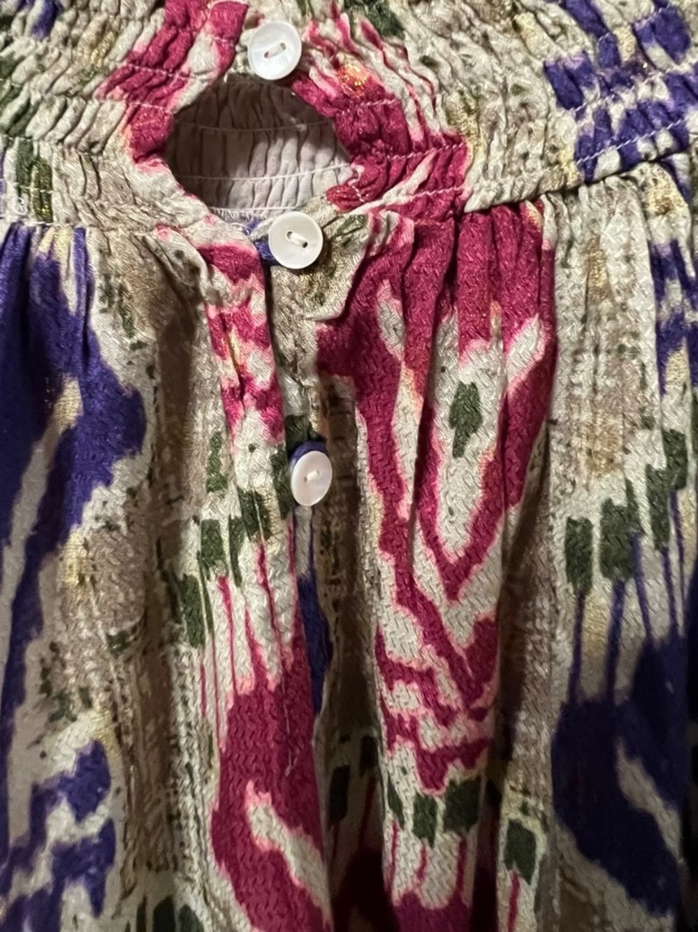 Oliphant Metallic Ikat Blouse & Maxi Skirt Set Pink Purple Gold Size Medium - Picture 10 of 14